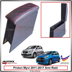 Perodua Myvi (2nd Gen) 2011-2017 4' Plywood PVC Armrest Center Console Box (Sponge+Diamond)
